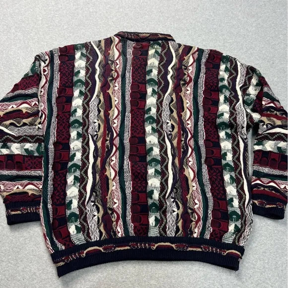 VTG 90s Cotton Traders Sweater Mens Grandpa Preppy Geometric Cosby Style Pullover