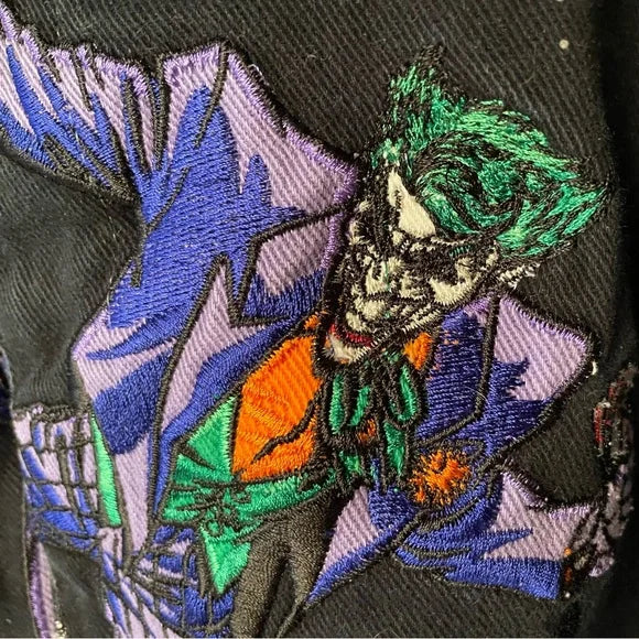 Vintage 90s Jeff Hamilton DC Comics Joker's Wild Batman Racing Bomber Jacket