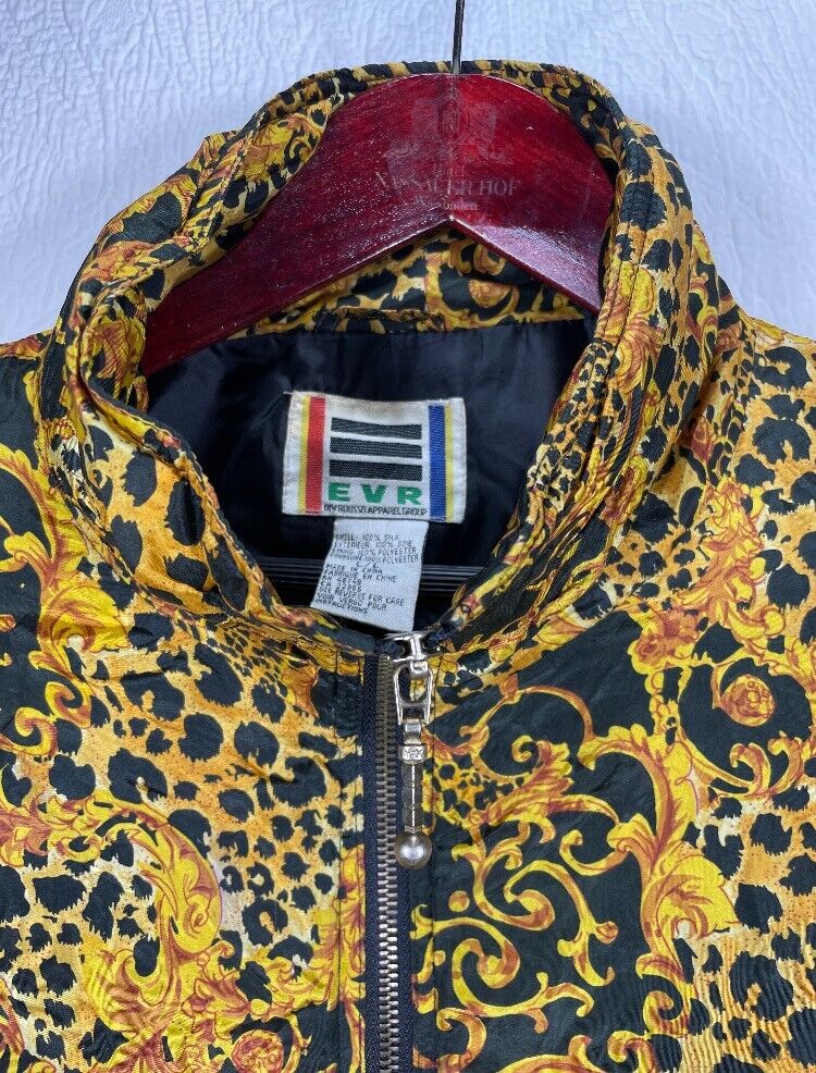 Vintage Silk Versace Style Baroque Jacket Baroque Zip Up EVR 90s Bomber