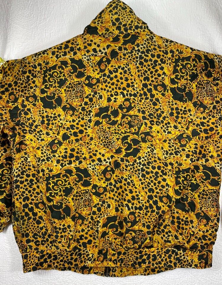 Vintage Silk Versace Style Baroque Jacket Baroque Zip Up EVR 90s Bomber