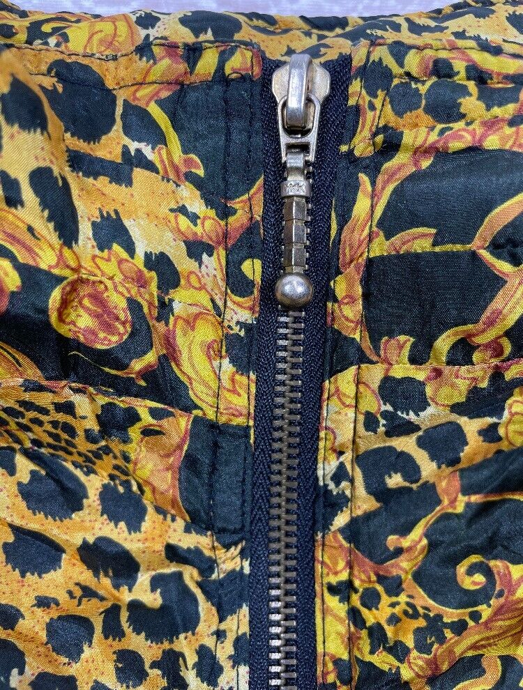 Vintage Silk Versace Style Baroque Jacket Baroque Zip Up EVR 90s Bomber