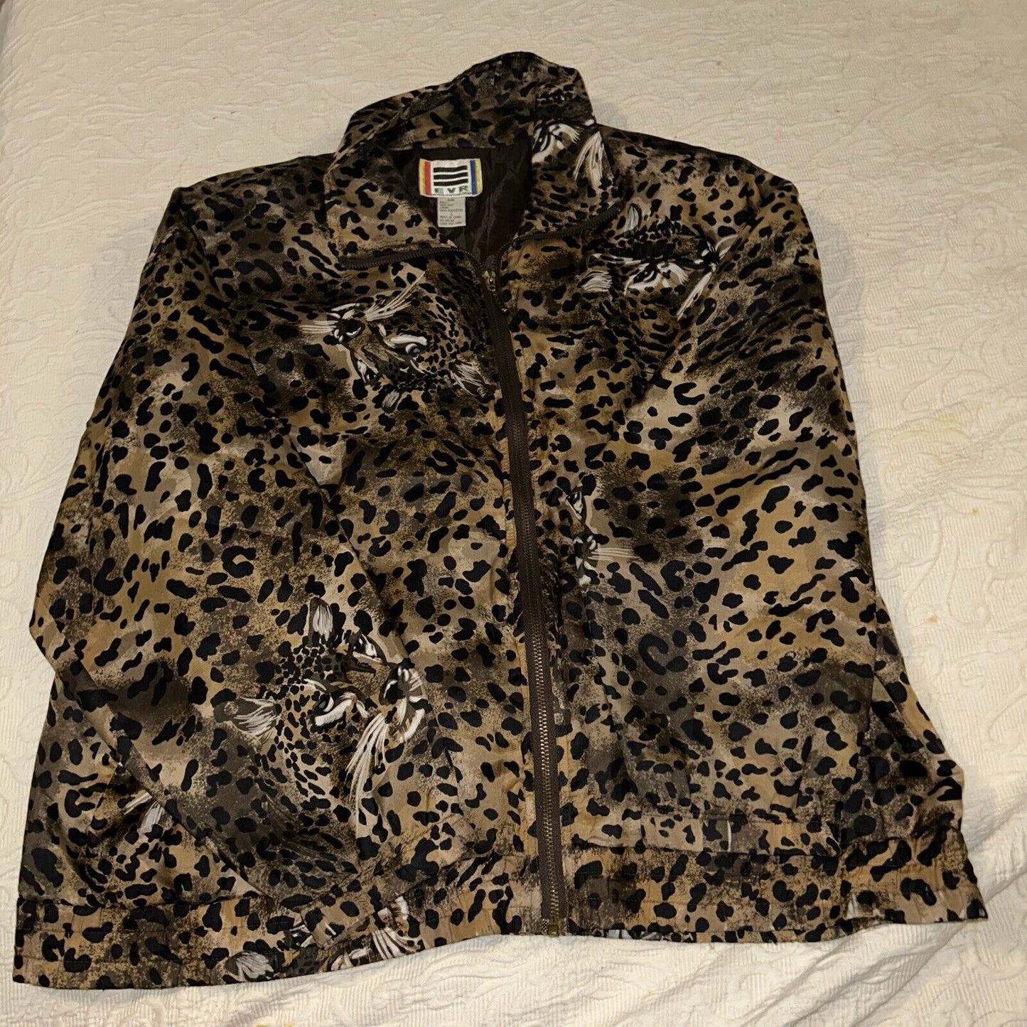 Vintage 80s EVR Div Rousso Apparel Group Versace Style Baroque Leopard Print AOP 100% Silk Jacket Bomber