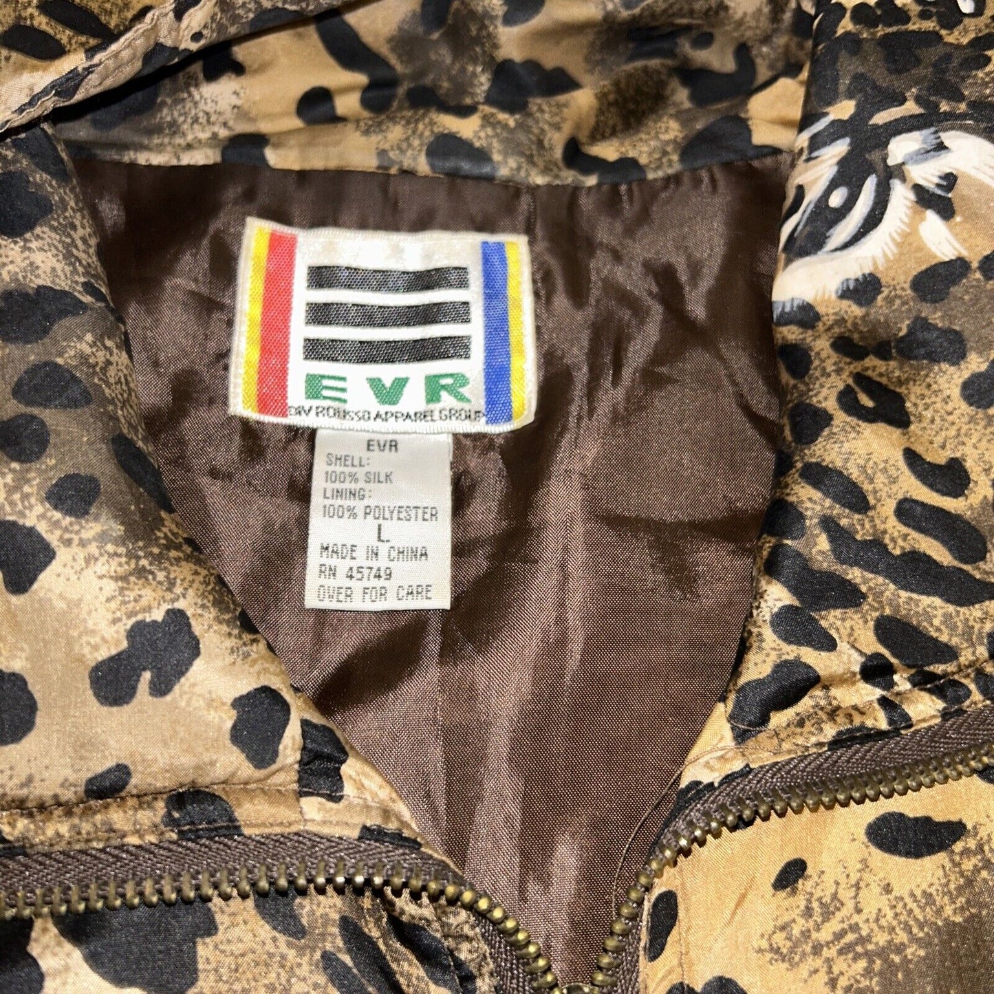 Vintage 80s EVR Div Rousso Apparel Group Versace Style Baroque Leopard Print AOP 100% Silk Jacket Bomber