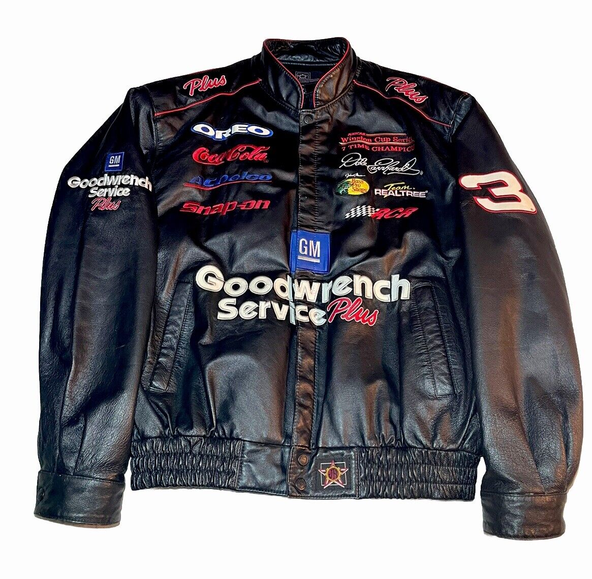 Vintage 2001 Dale Earnhardt Goodwrench NASCAR Jeff Hamilton Leather Racing Jacket