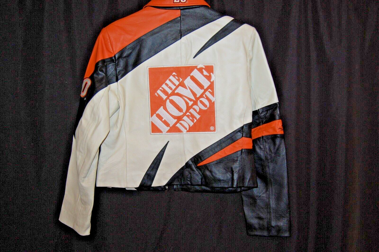 Vintage NASCAR Jeff Hamilton Leather Racing Jacket Tony Stewart Home Depot JH Design Cropped Bomber