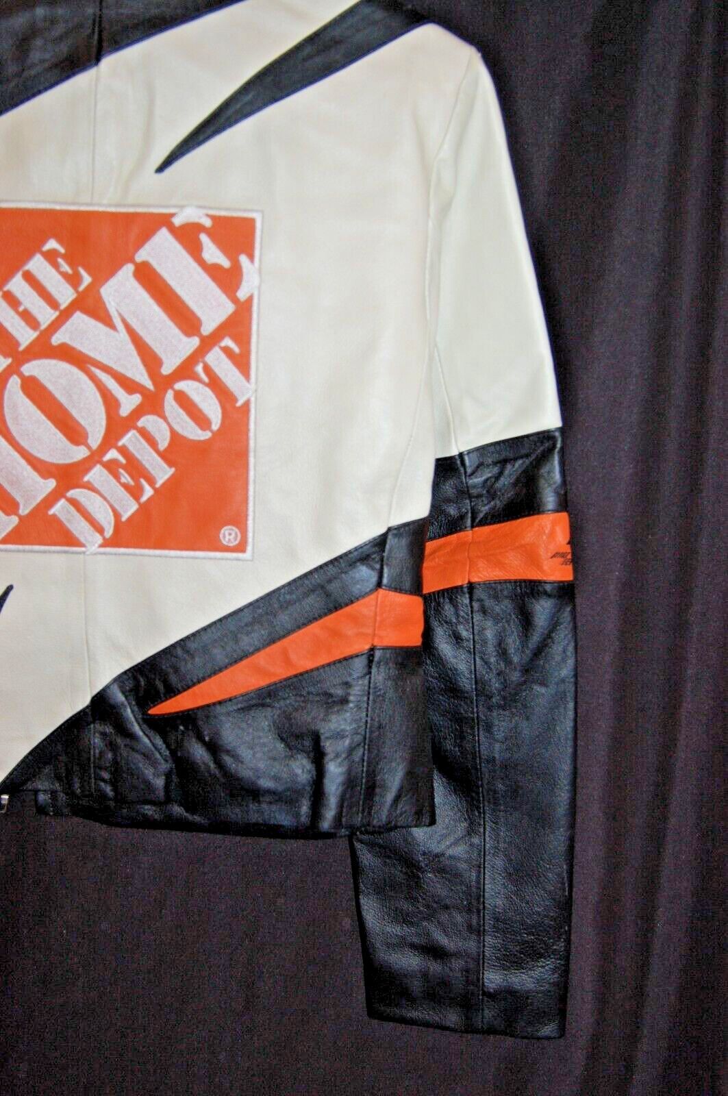 Vintage NASCAR Jeff Hamilton Leather Racing Jacket Tony Stewart Home Depot JH Design Cropped Bomber