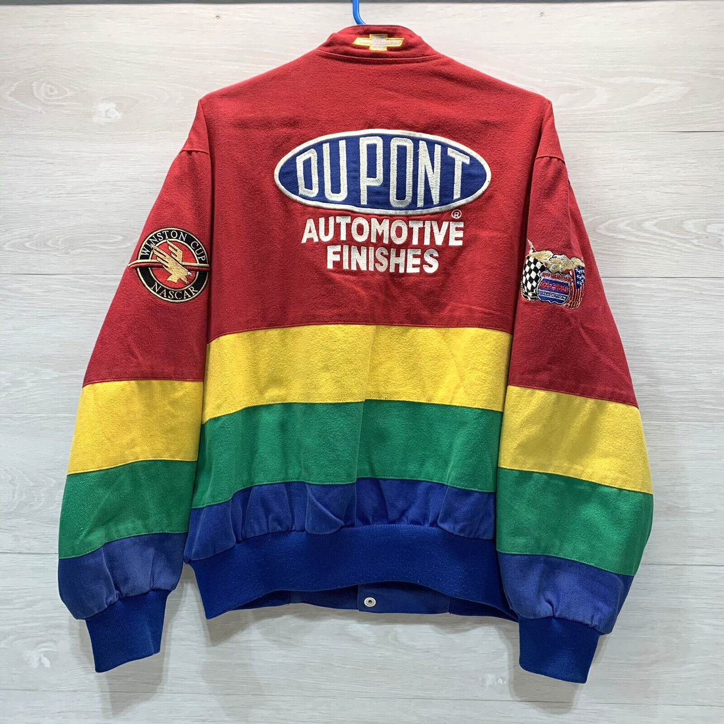 Vintage 90s Jeff Hamilton NASCAR Jeff Gordon DuPont Rainbow Racing Jacket Bomber