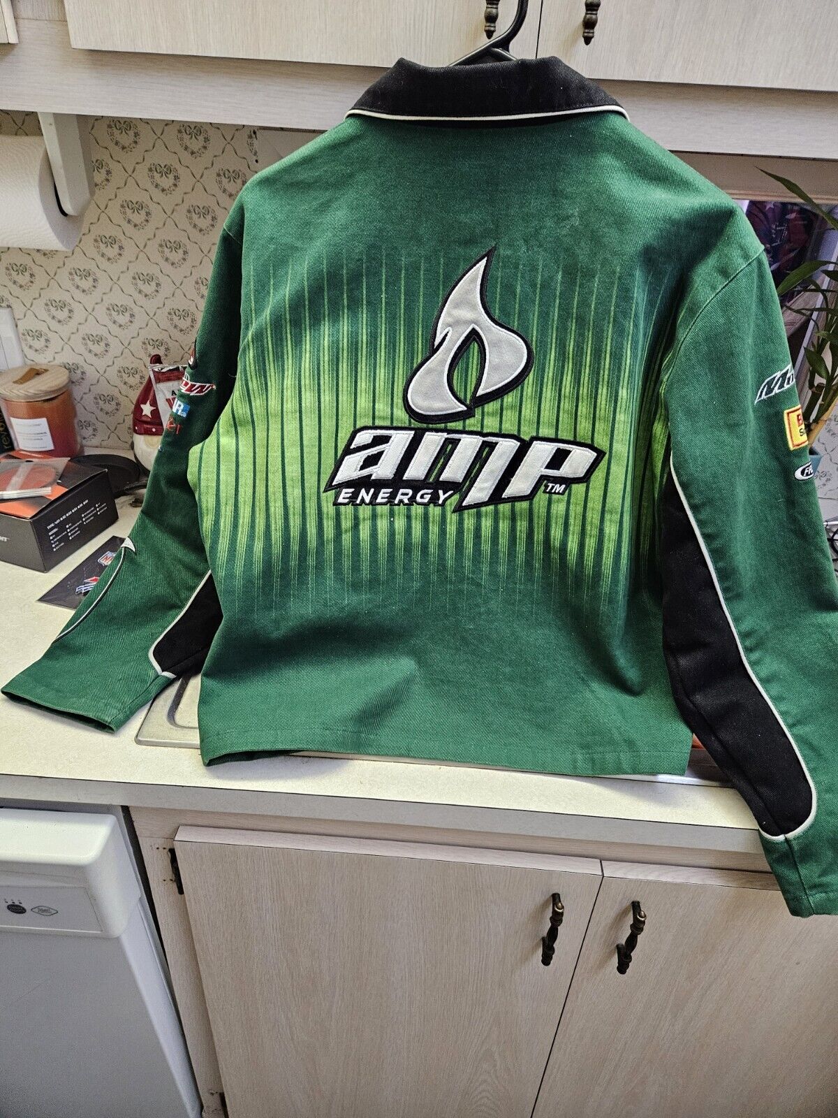 NASCAR 2010s AMP Energy Dale Earnhardt Jr Cropped Racing Jacket JR Nation Bomber