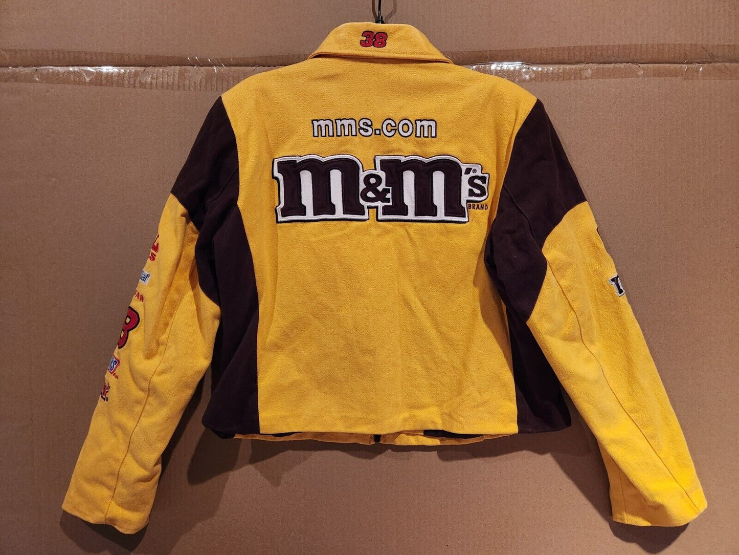 Vintage Y2K NASCAR M&M's Racing Jacket #38 Elliot Sadler JH Design Jeff Hamilton Bomber