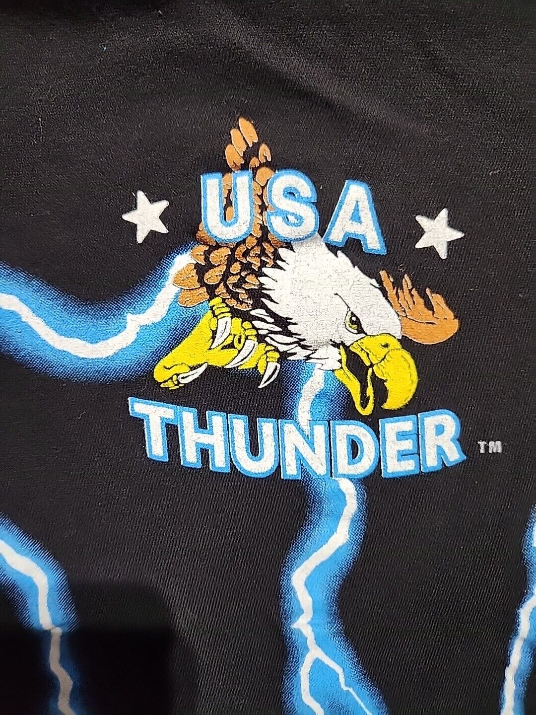 Rare Vintage 90s USA / American Thunder White Tail Deer Shirt Rare All Over Print Single Stitch Lightning Bolts