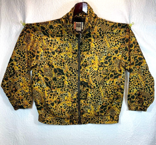 Vintage Silk Versace Style Baroque Jacket Baroque Zip Up EVR 90s Bomber