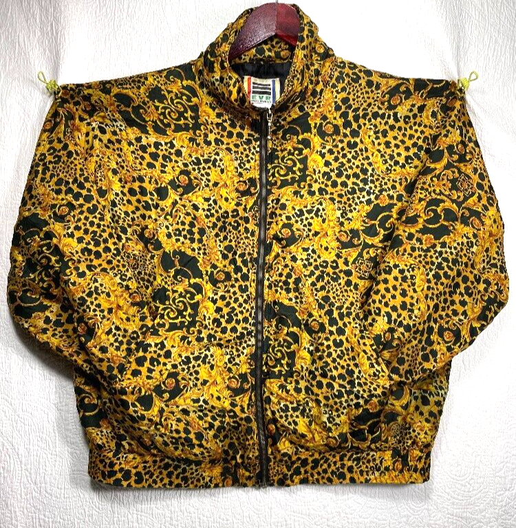 Vintage Silk Versace Style Baroque Jacket Baroque Zip Up EVR 90s Bomber