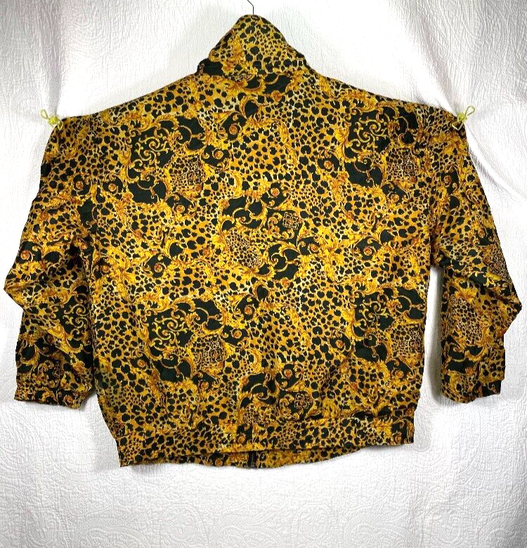 Vintage Silk Versace Style Baroque Jacket Baroque Zip Up EVR 90s Bomber