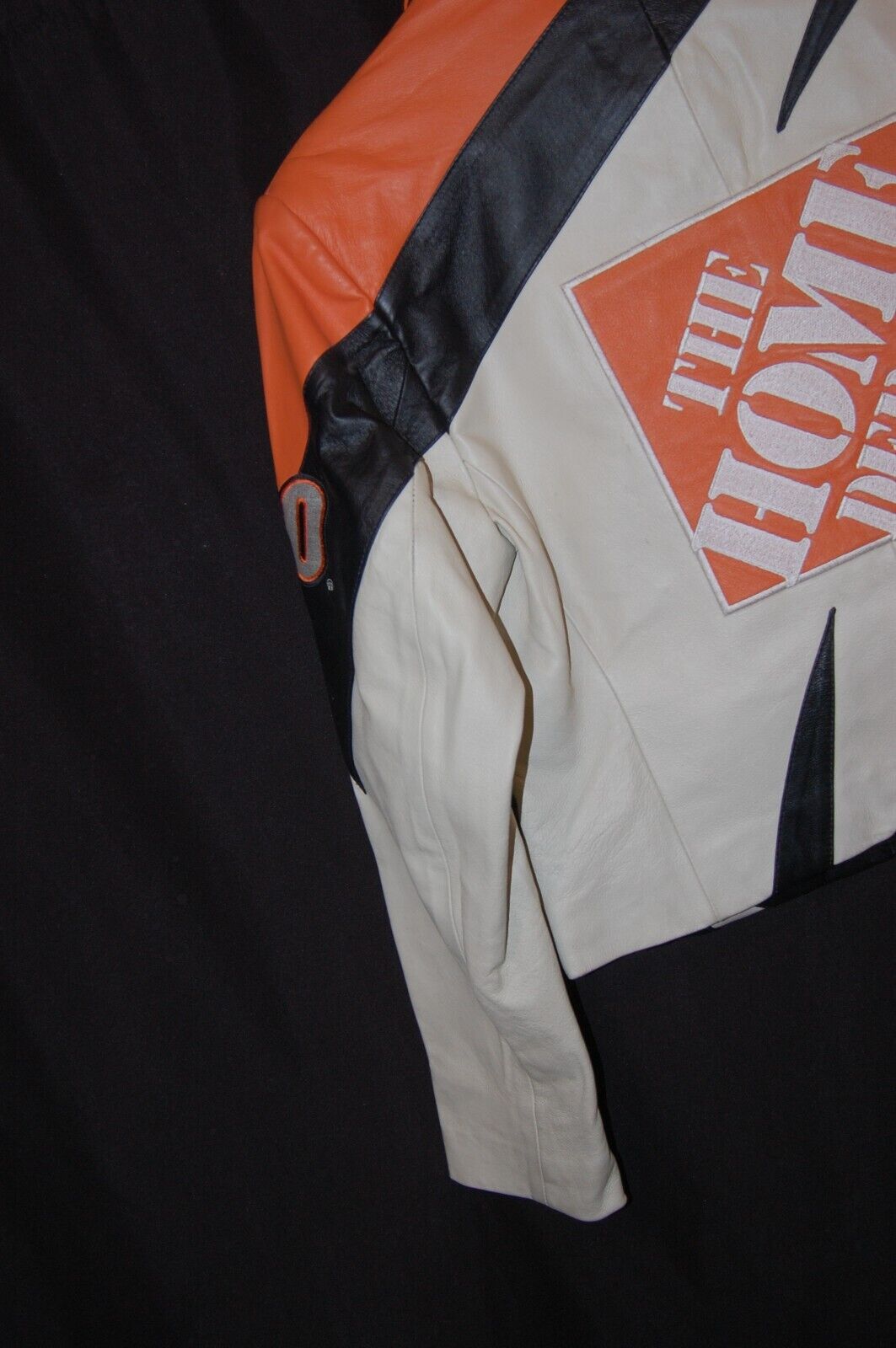 Vintage NASCAR Jeff Hamilton Leather Racing Jacket Tony Stewart Home Depot JH Design Cropped Bomber