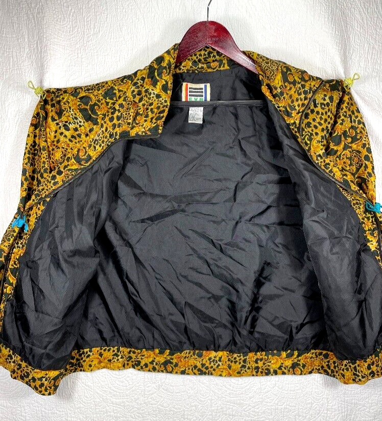 Vintage Silk Versace Style Baroque Jacket Baroque Zip Up EVR 90s Bomber