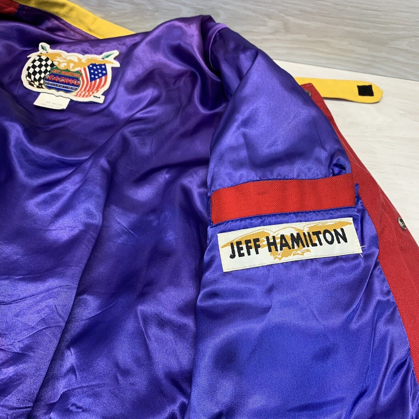 Vintage 90s Jeff Hamilton NASCAR Jeff Gordon DuPont Rainbow Racing Jacket Bomber