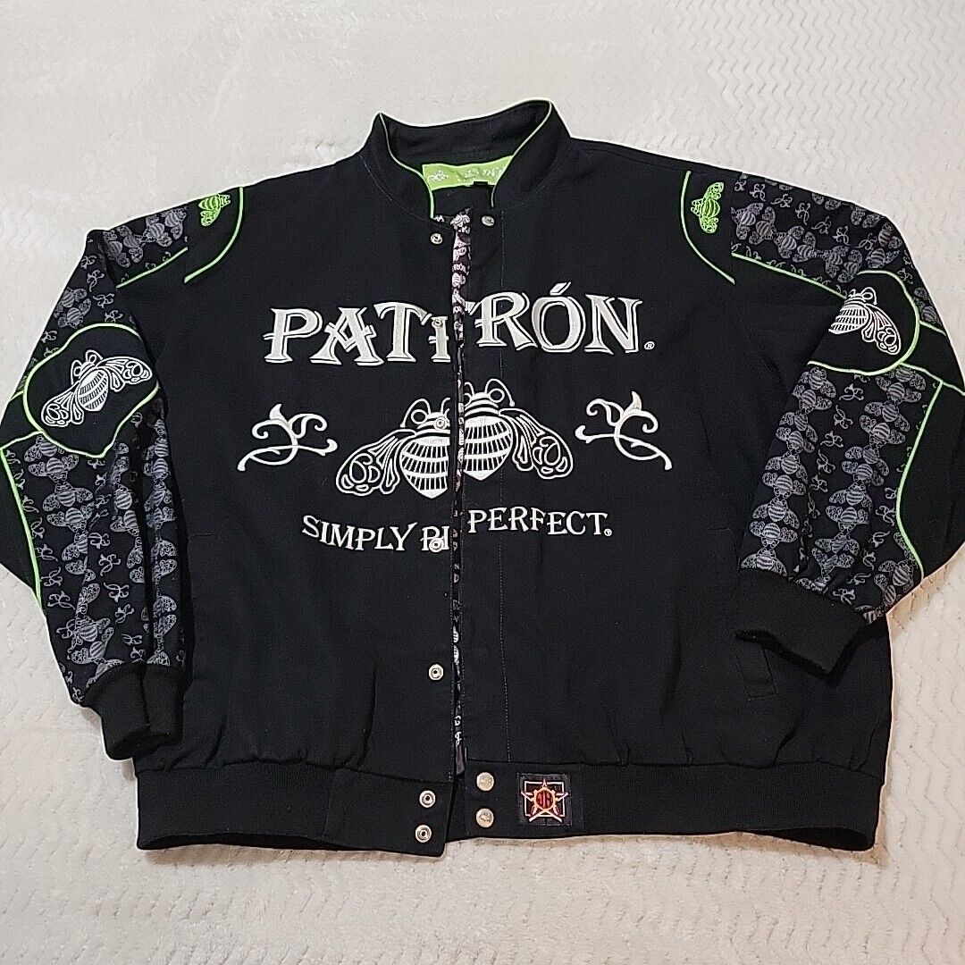 Vintage Y2K Jeff Hamilton Patron Silver Collection Tequila Racing Jacket JH Design Bomber