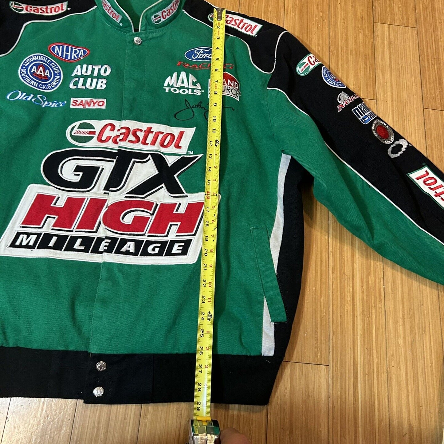 Vintage 90s Castrol GTX High Mileage Racing NASCAR Jacket Main Gate Jeff Hamilton Bomber