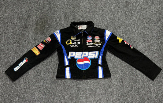 Vintage Y2K NASCAR Jeff Gordon Pepsi Cropped Cotton Jacket Chase Authentics Bomber