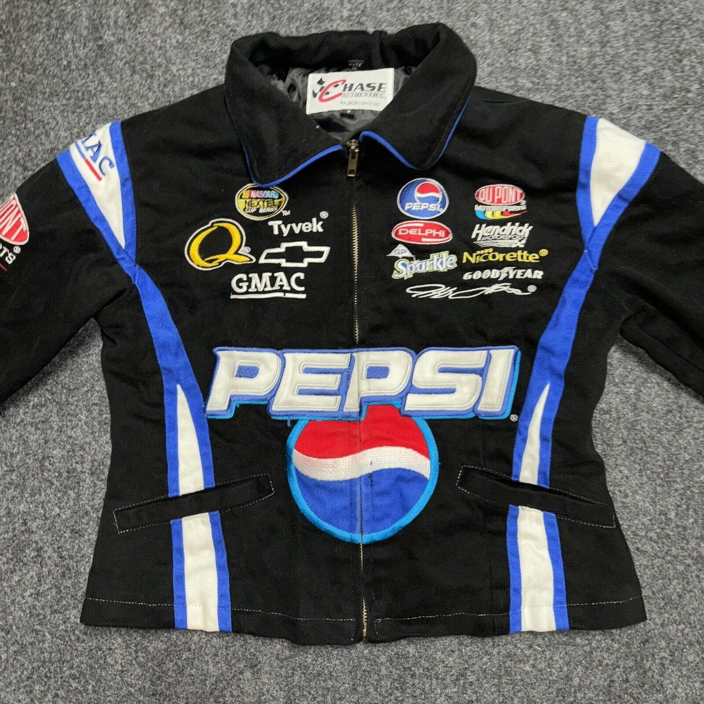 Vintage Y2K NASCAR Jeff Gordon Pepsi Cropped Cotton Jacket Chase Authentics Bomber