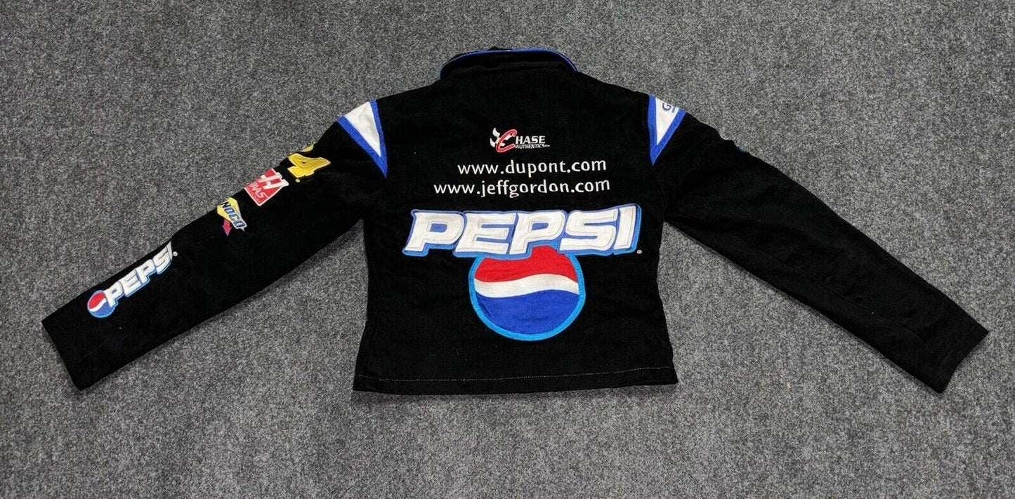 Vintage Y2K NASCAR Jeff Gordon Pepsi Cropped Cotton Jacket Chase Authentics Bomber