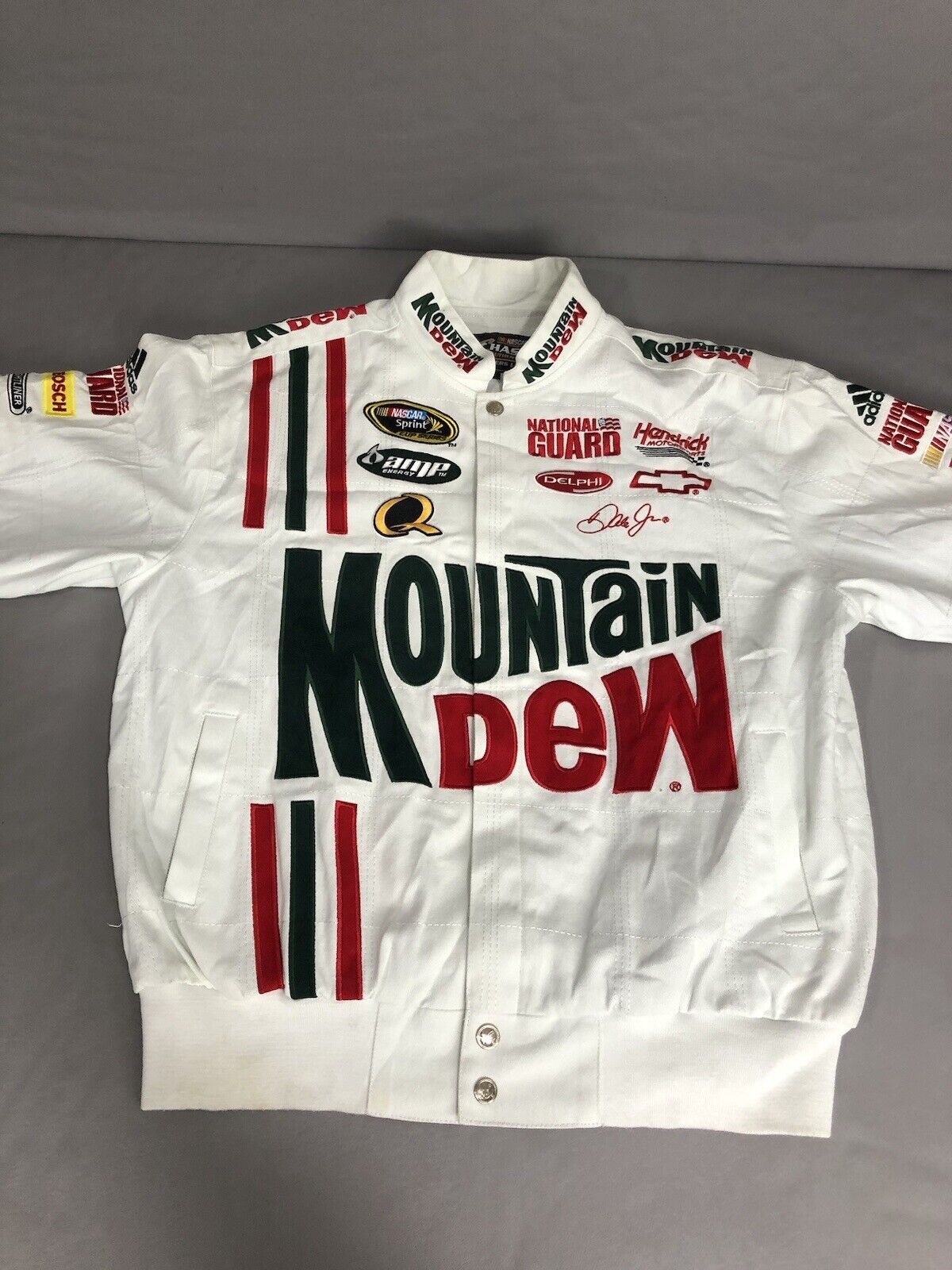 Vintage 90s Mountain Dew Racing Jacket NASCAR Dale Earnhardt JR AMP Energy National Guard Chevy Hendrick Motorsports Chase Authentics Bomber