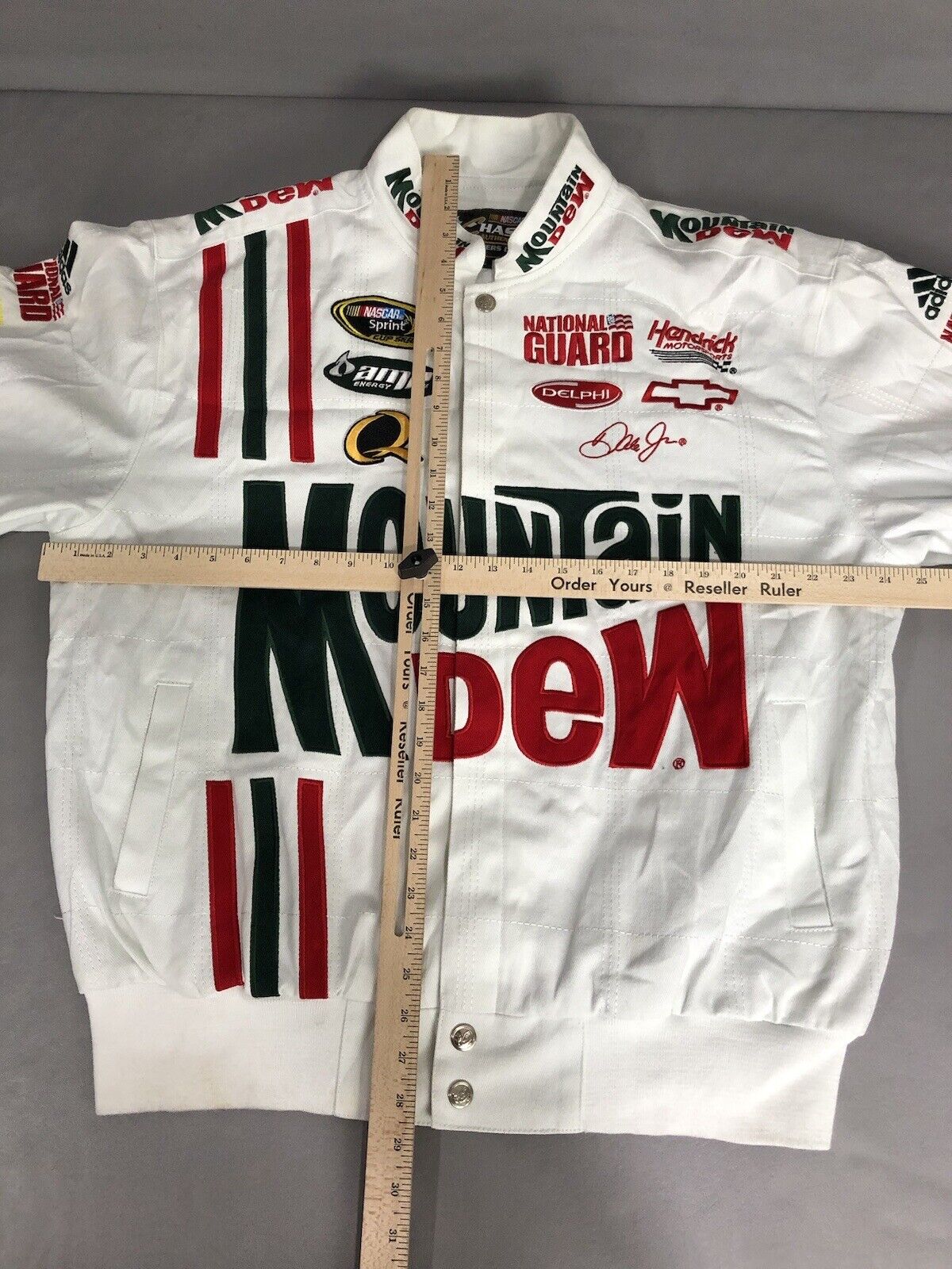 Vintage 90s Mountain Dew Racing Jacket NASCAR Dale Earnhardt JR AMP Energy National Guard Chevy Hendrick Motorsports Chase Authentics Bomber