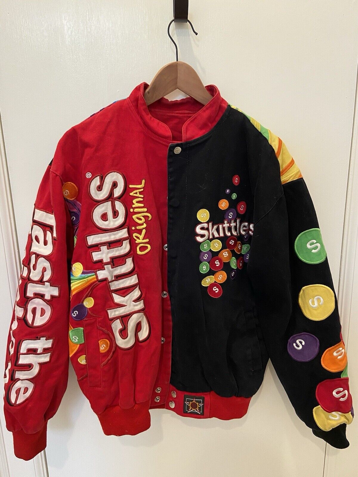 Vintage Y2K Skittles Racing Jacket NASCAR Kyle Busch JH Design Bomber