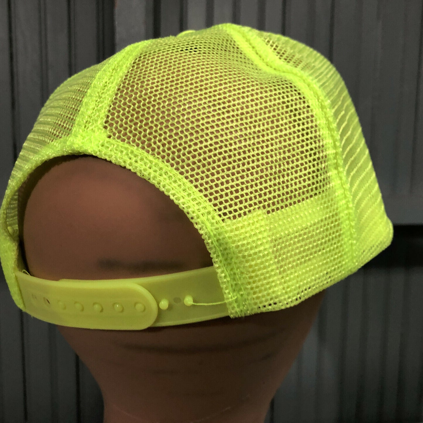 Vintage 90s Route 66 Service Day-Glo Neon Yellow Snapback Mesh Trucker Baseball Hat Cap