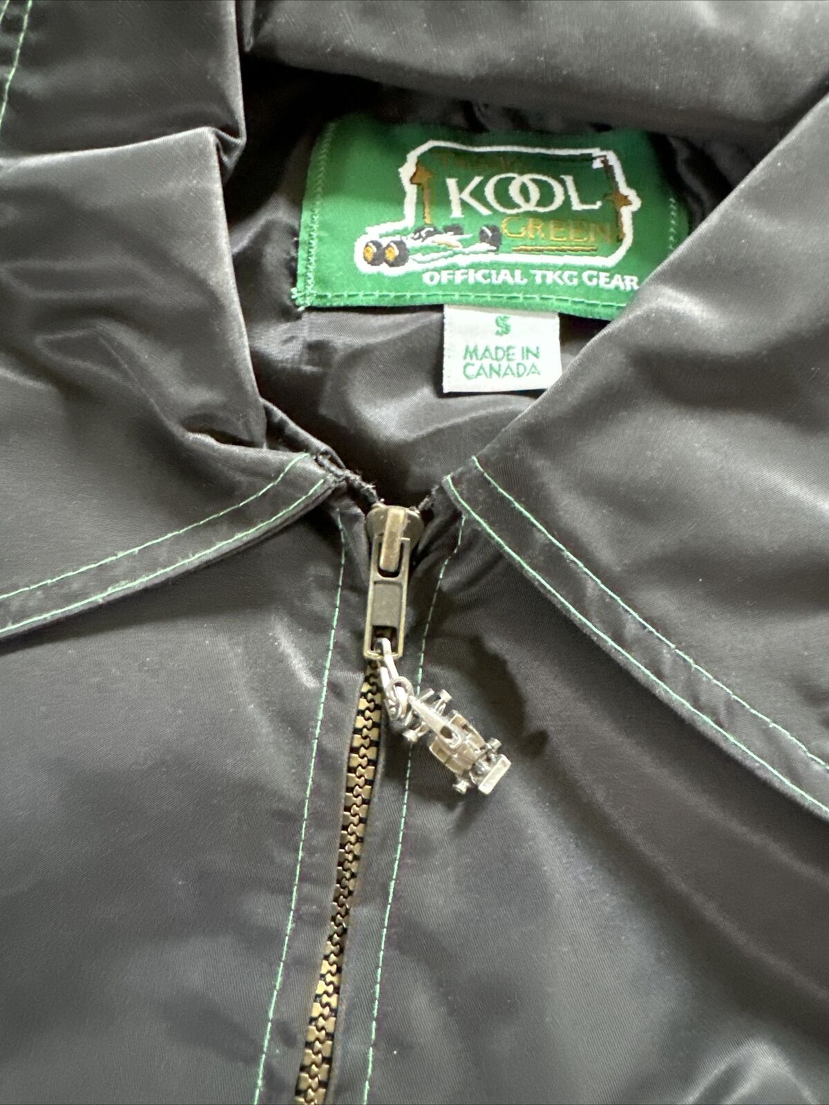 Vintage 80s Team Kool Green Black Racing Jacket Windbreaker