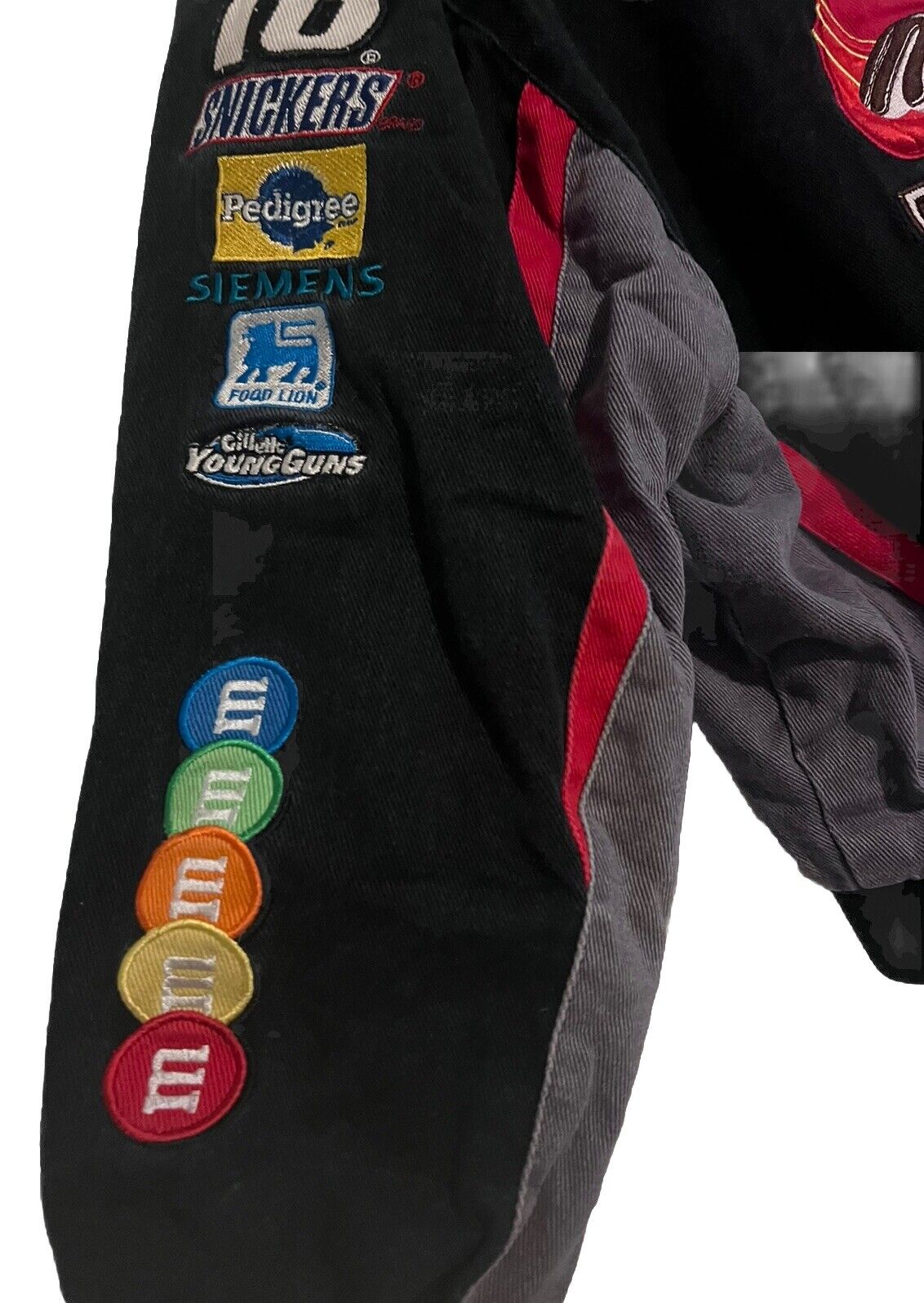 Vintage 90s Jeff Hamilton NASCAR M&amp;M's Kyle Busch Racing Jacket Toyota Goodyear Interstate Batteries JH Design Bomber