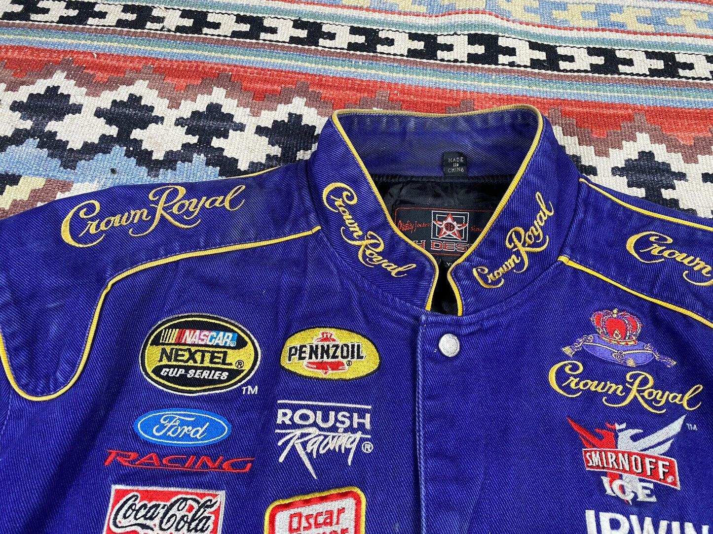 Vintage 90s NASCAR Jeff Hamilton Crown Royal Racing Jacket JH Design Bomber