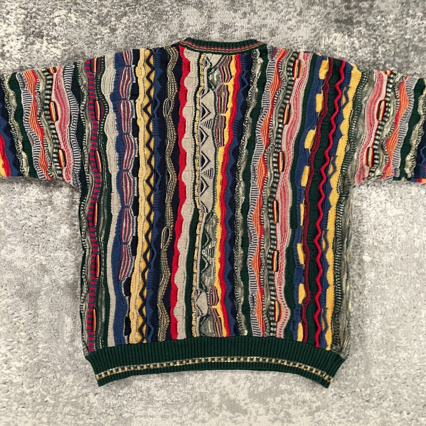 VTG Alfani Coogi Style Sweater 3D Knit Textured Cosby Biggie 90s Hip Hop Jumper