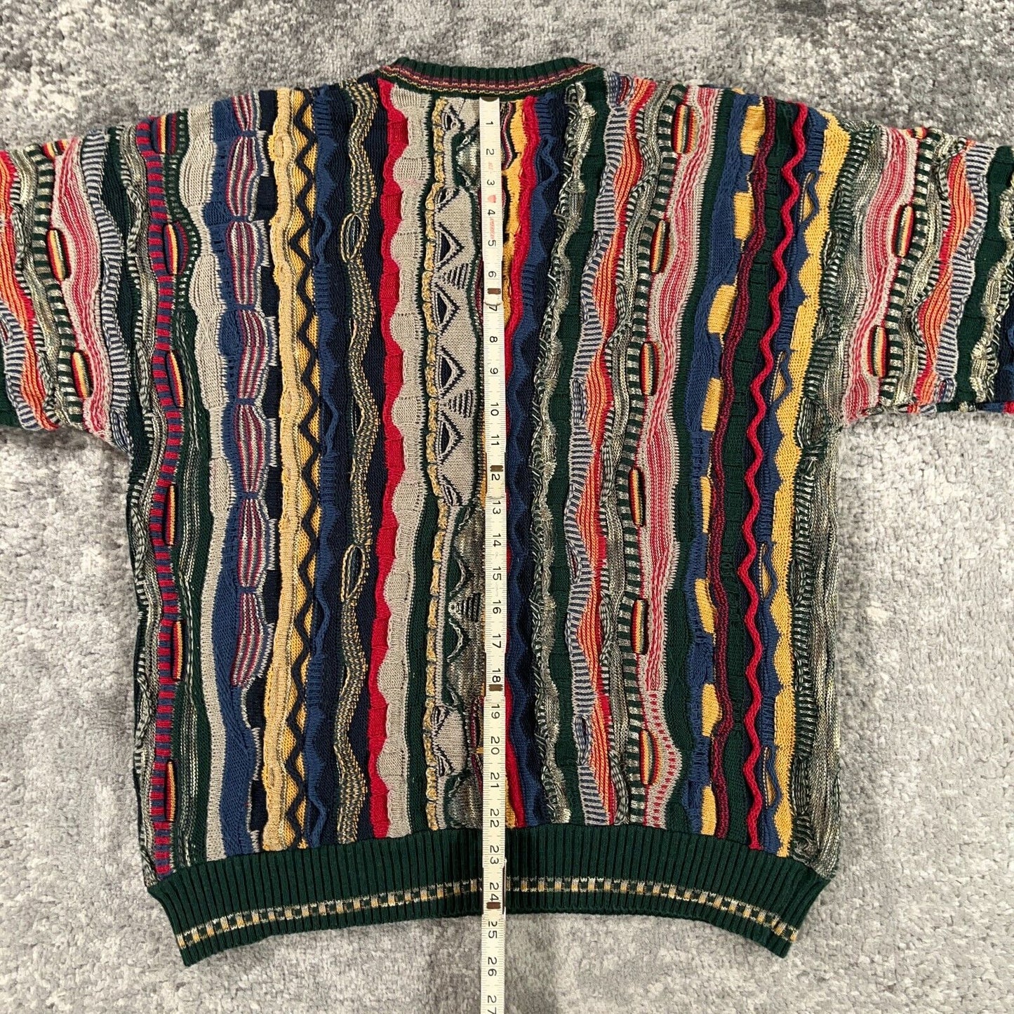 VTG Alfani Coogi Style Sweater 3D Knit Textured Cosby Biggie 90s Hip Hop Jumper