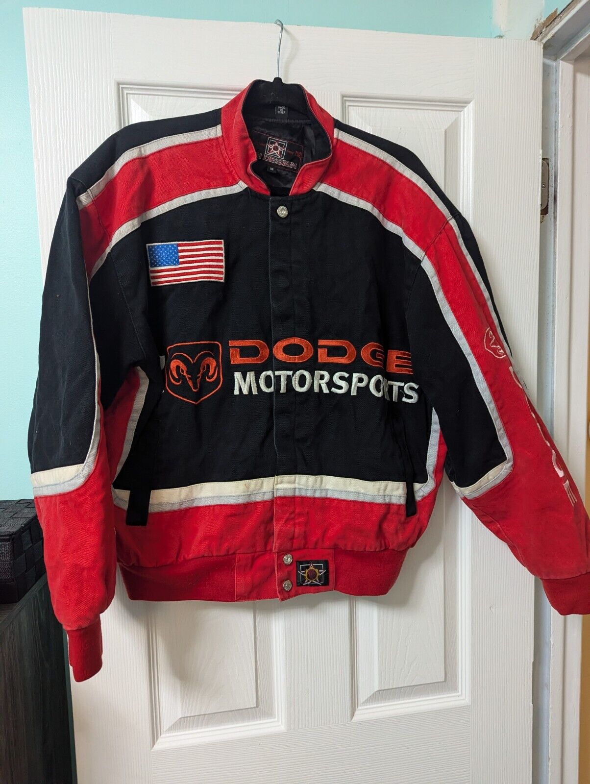 Vintage JH Design Jeff Hamilton Racing Jacket Dodge Motorsports USA Bomber