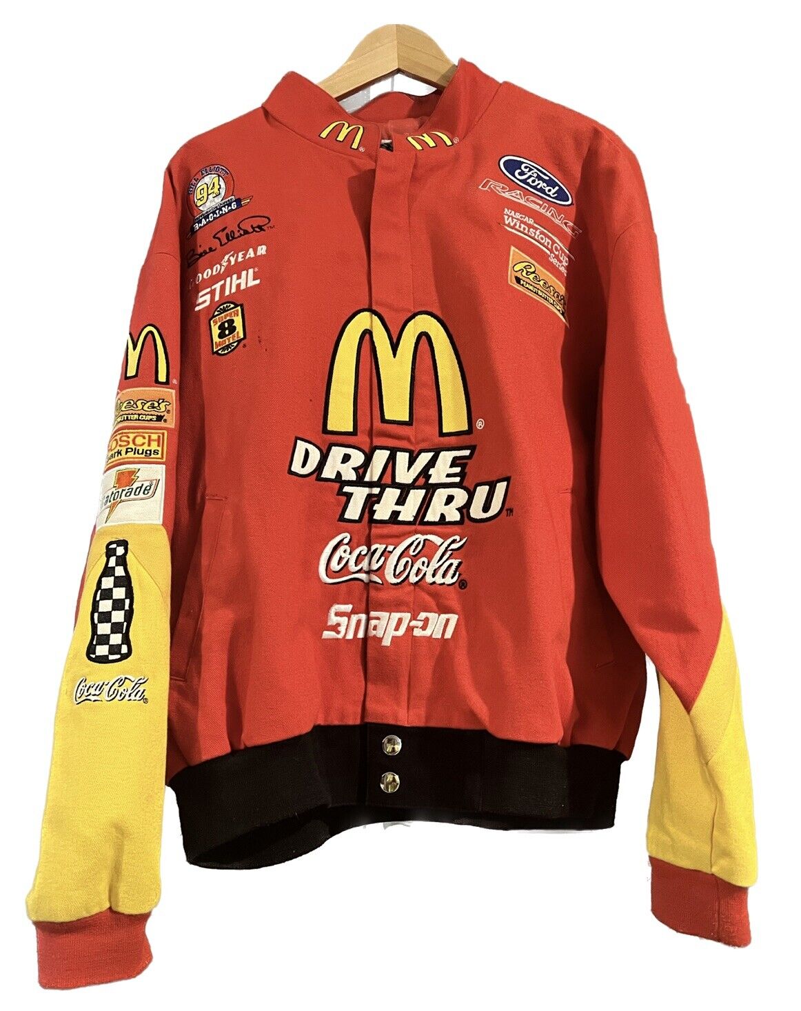 Vintage 90s McDonald's Bill Elliot NASCAR Coco-Cola Snap-on Racing Jacket