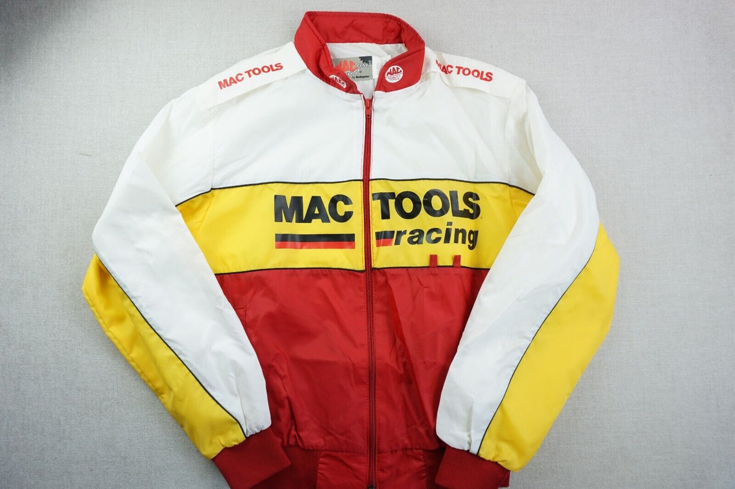 Vintage 90s Mac Tools Racing Jacket Adult Medium Red White Long Sleeve Bomber