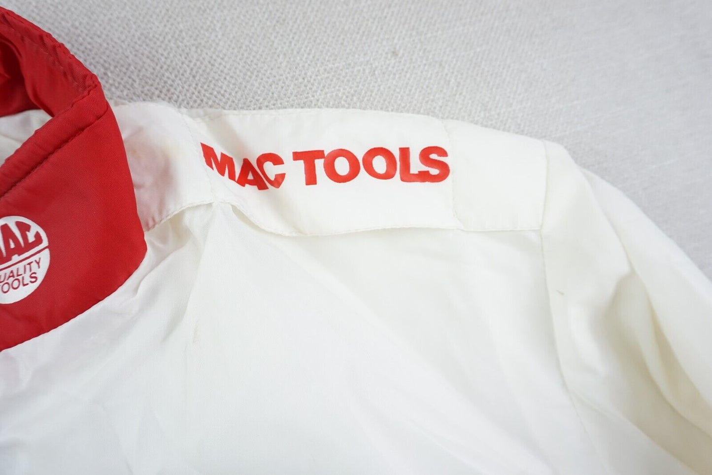 Vintage 90s Mac Tools Racing Jacket Adult Medium Red White Long Sleeve Bomber