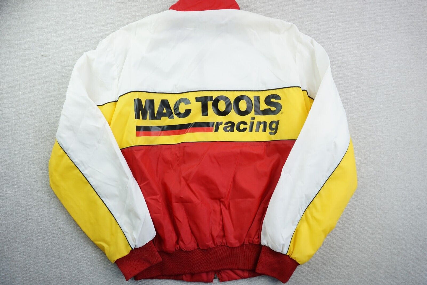 Vintage 90s Mac Tools Racing Jacket Adult Medium Red White Long Sleeve Bomber