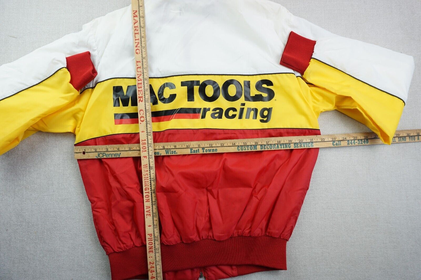 Vintage 90s Mac Tools Racing Jacket Adult Medium Red White Long Sleeve Bomber