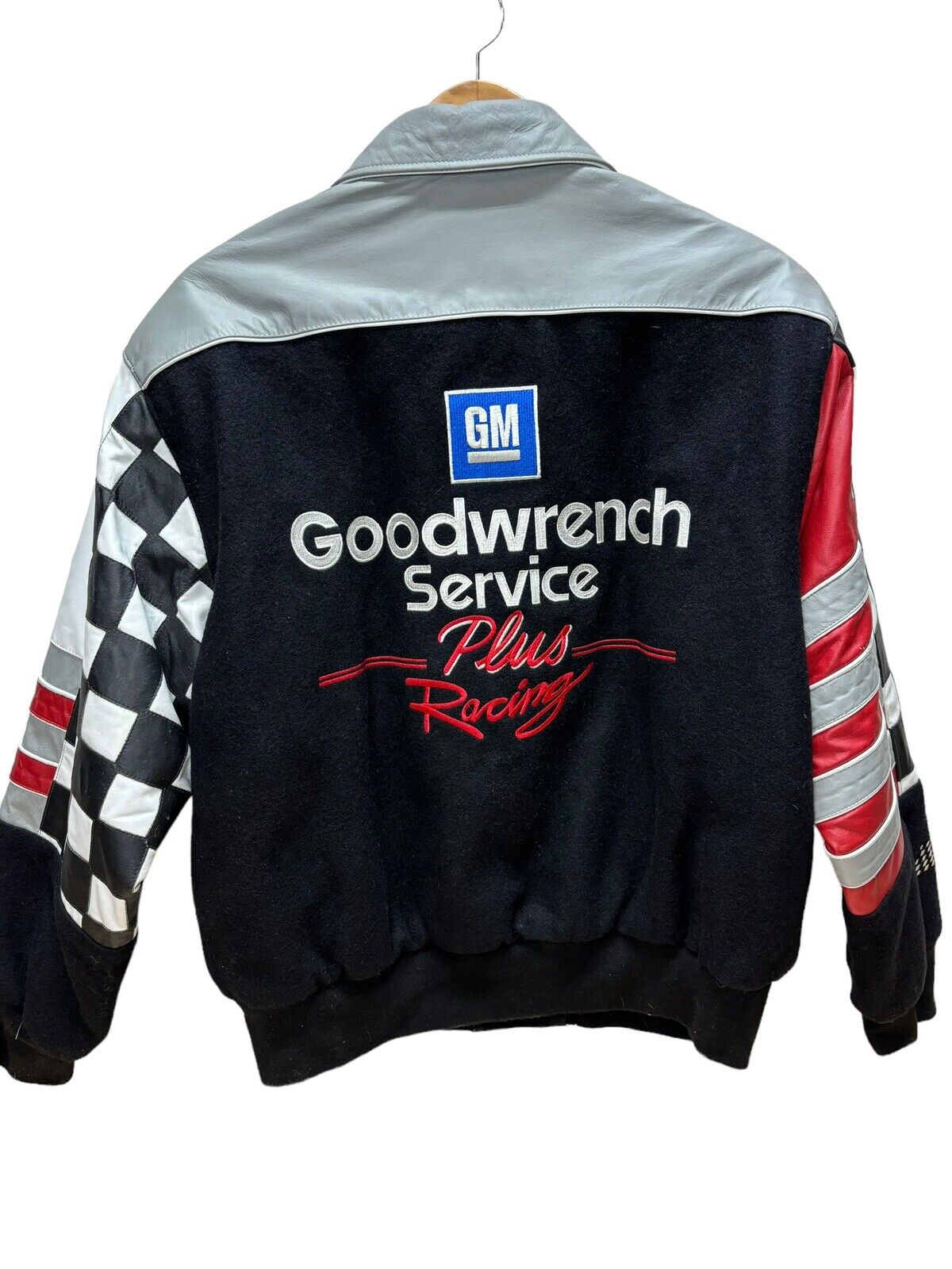 Vintage 90s NASCAR Dale Earnhardt Goodwrench Jeff Hamilton Wool Leather Varsity Style Racing Jacket