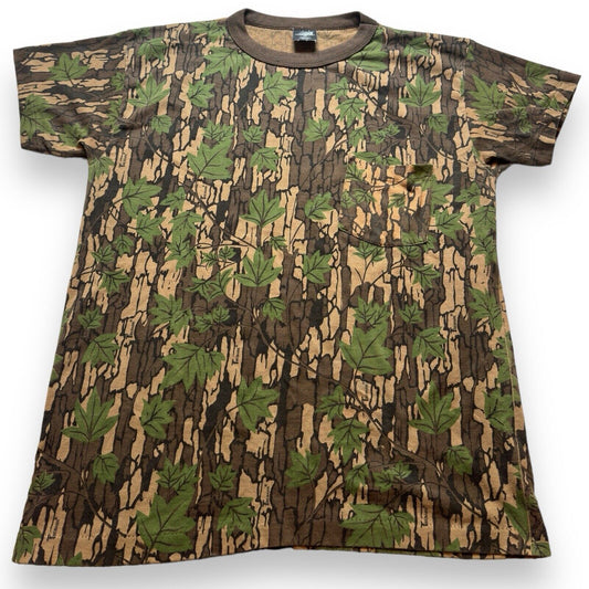 Vintage 80s Trebark Camo Woods Outdoors T-Shirt Short Sleeve AOP Camouflage Tee