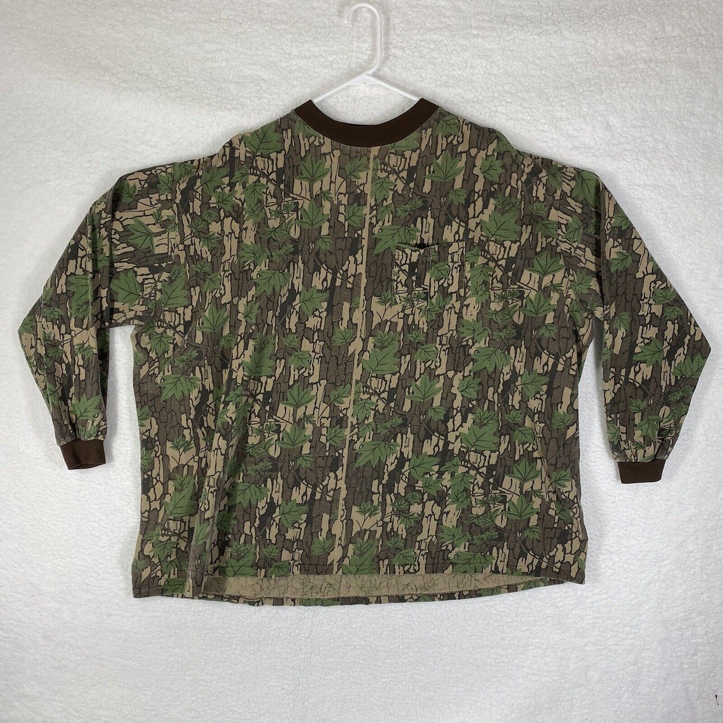 Vintage TreBark Camo Single Stitch T-Shirt Worn Thin Long Sleeve