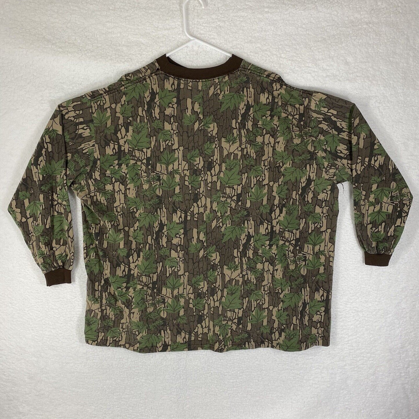 Vintage TreBark Camo Single Stitch T-Shirt Worn Thin Long Sleeve