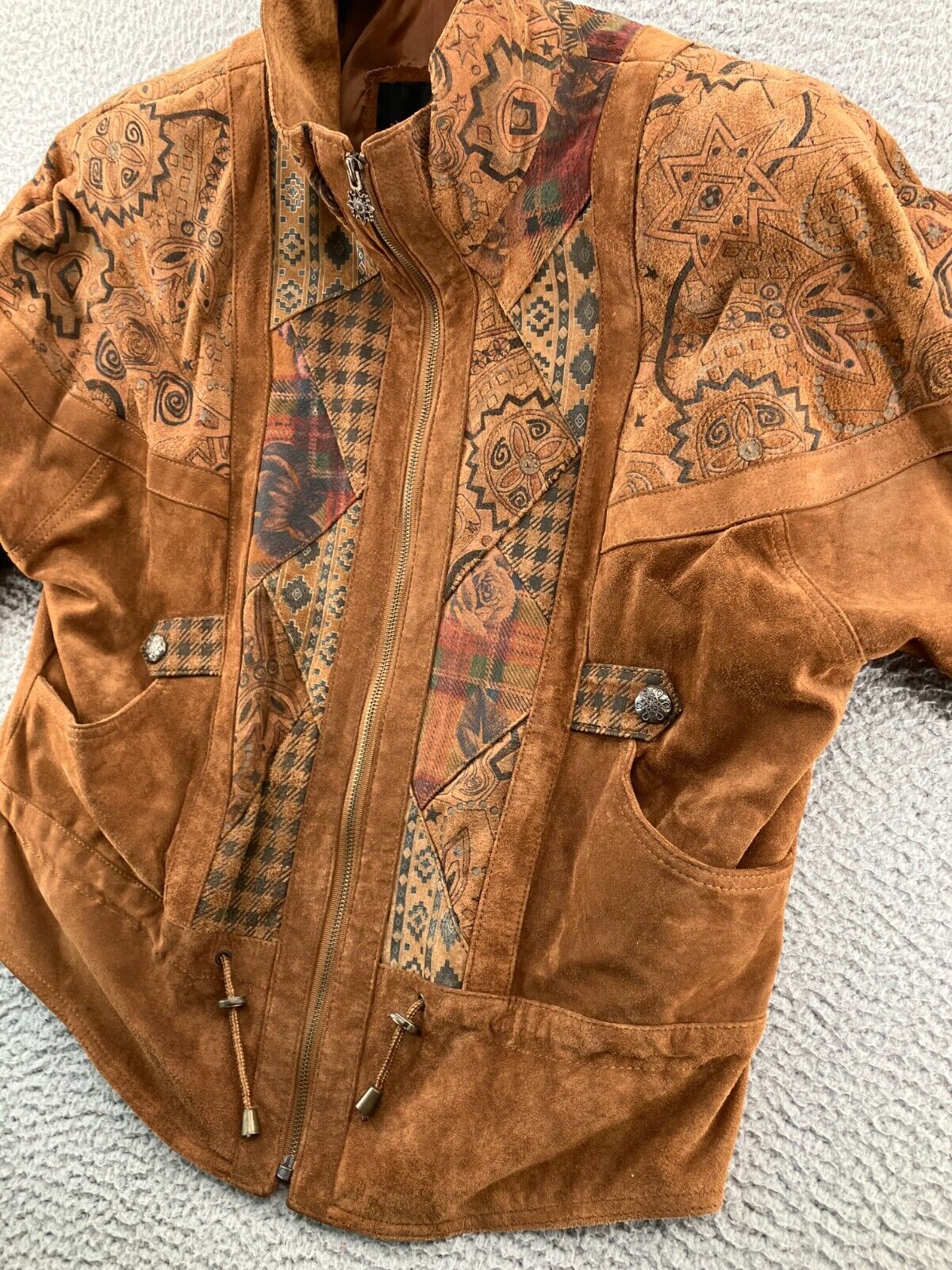 Vintage Winlit Leather Jacket Womens Medium Brown Bomber Cowboy Western Ladies