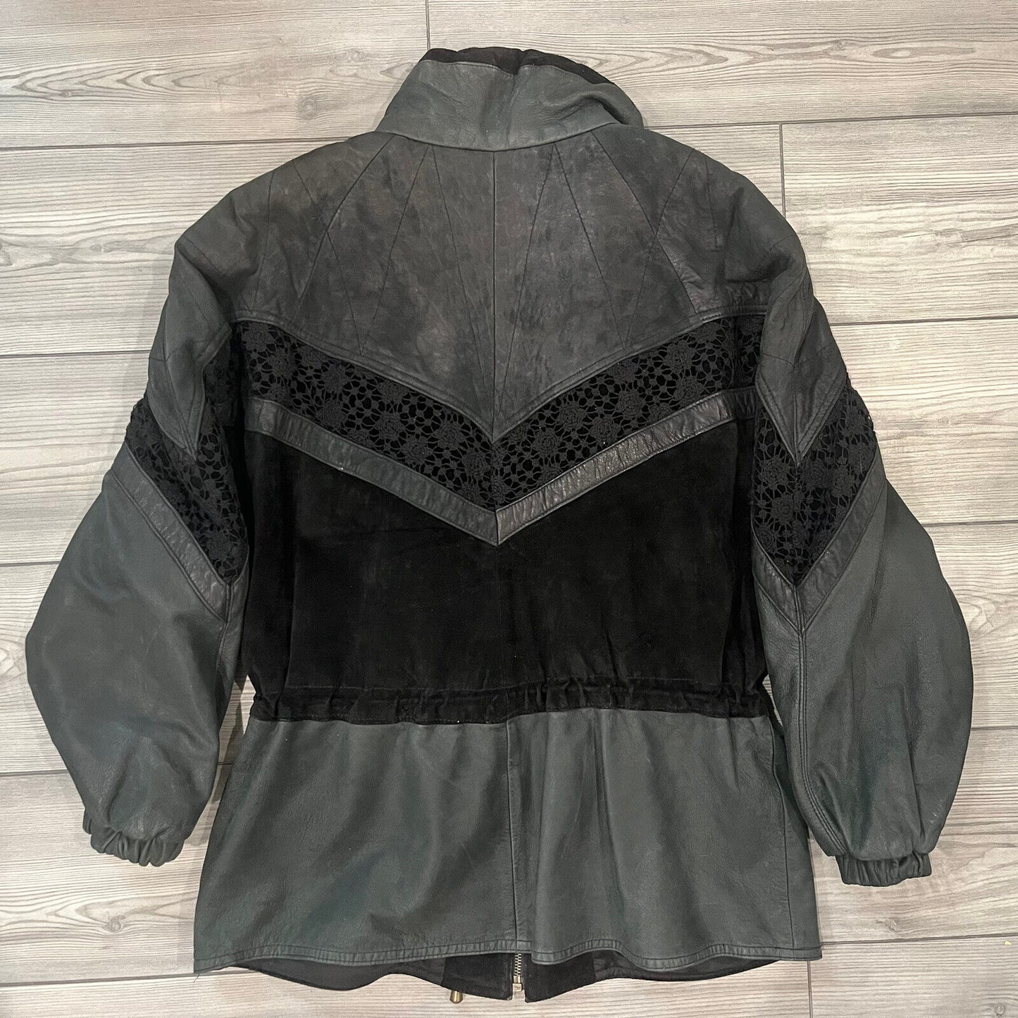 Vintage 80's Women's Patchwork Leather Suede Lace Jacket WINLIT Bomber