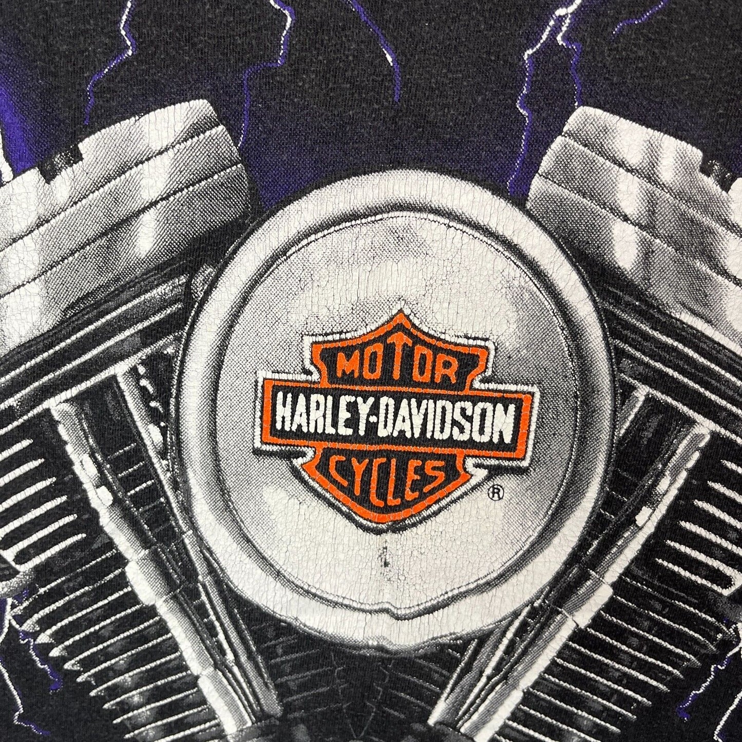 Vintage Harley Davidson Shirt American Thunder Lightening 3D Single Stitch 80s