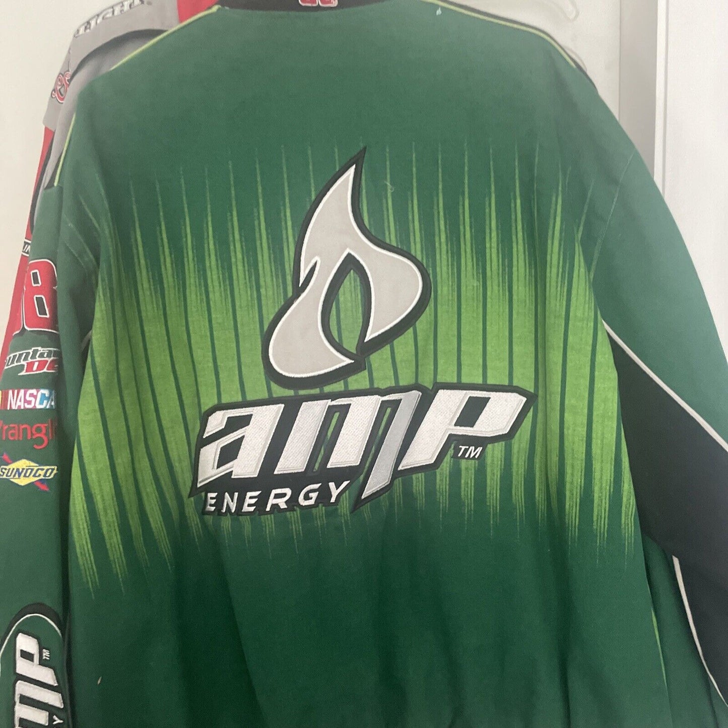 AMP Energy Racing Jacket 2010s NASCAR Dale Earnhardt Jr National Guard Mountain Dew Bomber