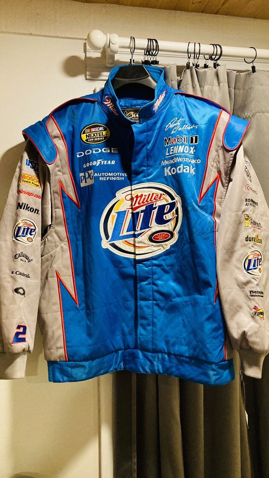 Vintage Y2K NASCAR Rusty Wallace Autographed Racing Jacket Chase Authentics Miller Lite New with Tag Bomber