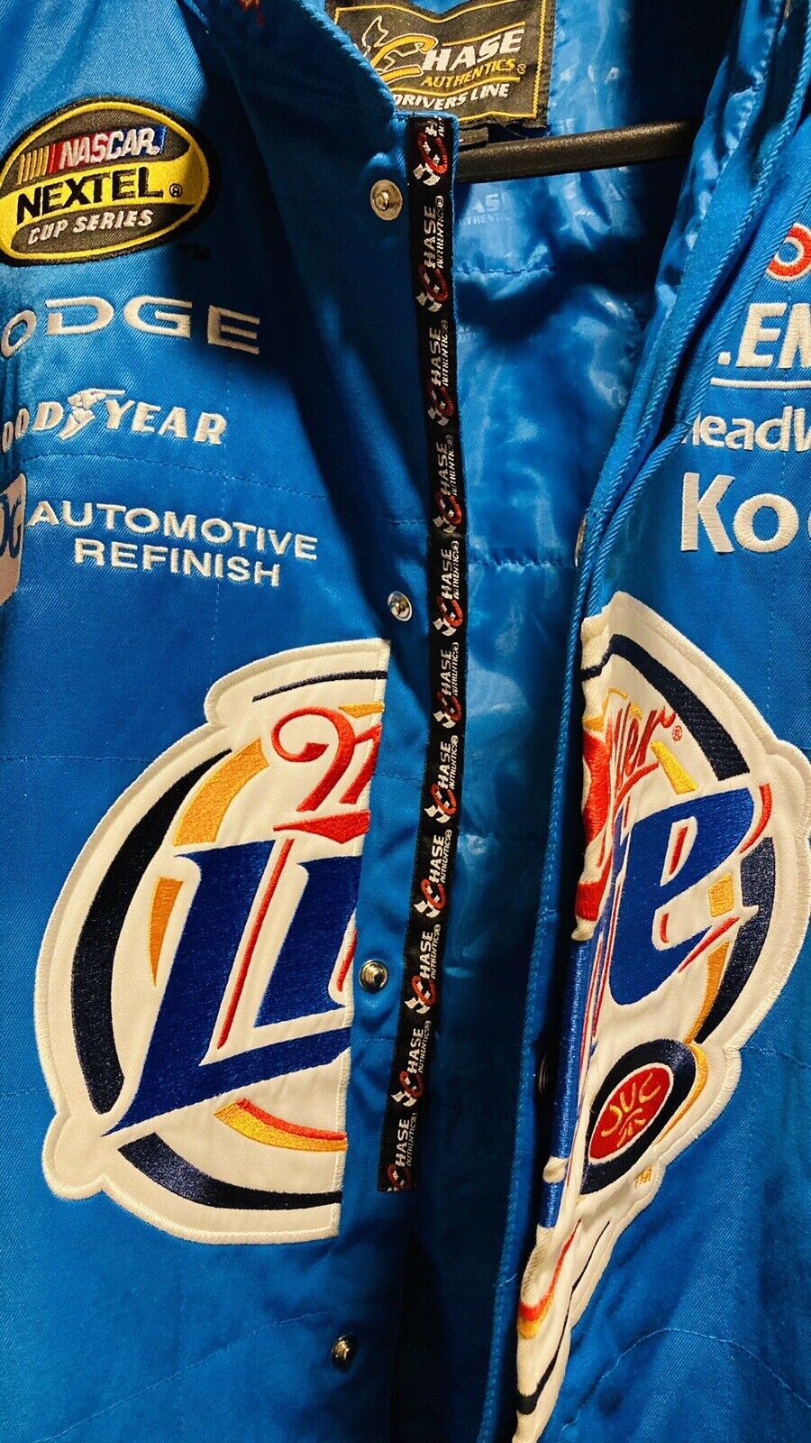 Vintage Y2K NASCAR Rusty Wallace Autographed Racing Jacket Chase Authentics Miller Lite New with Tag Bomber